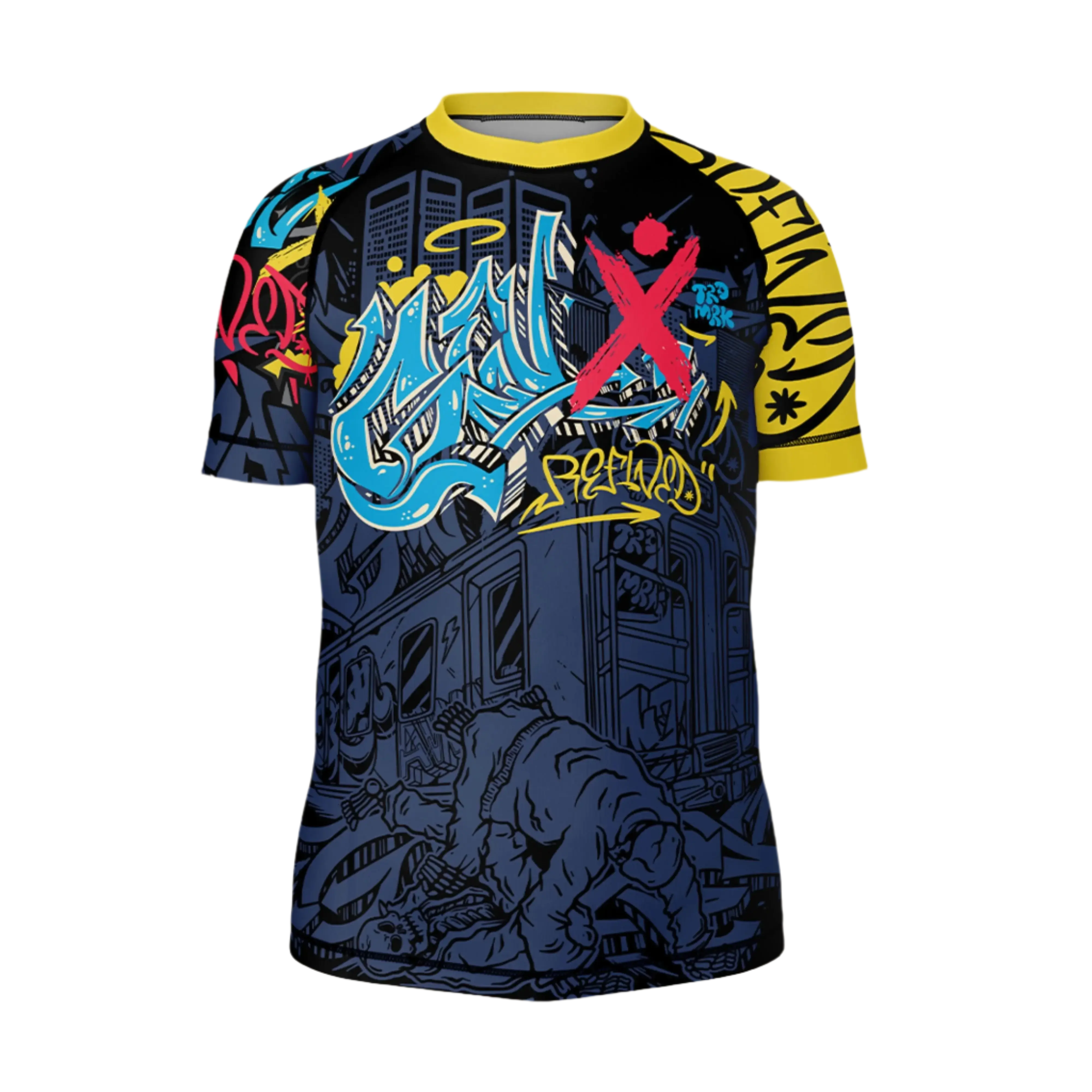NYC Graffiti Short Sleeve Youth Jiu Jitsu Rash Guard GenXRefined Youth Large