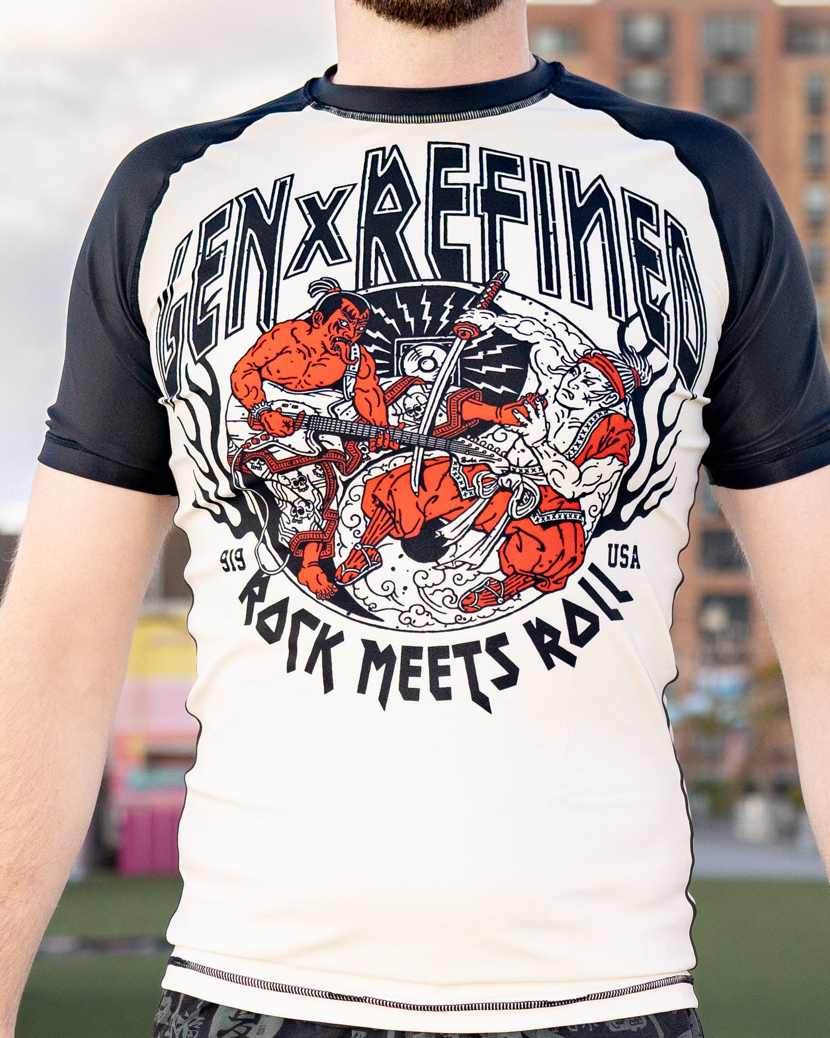 Men's Rock N Roll Jiu Jitsu RashGuard - Short Sleeve