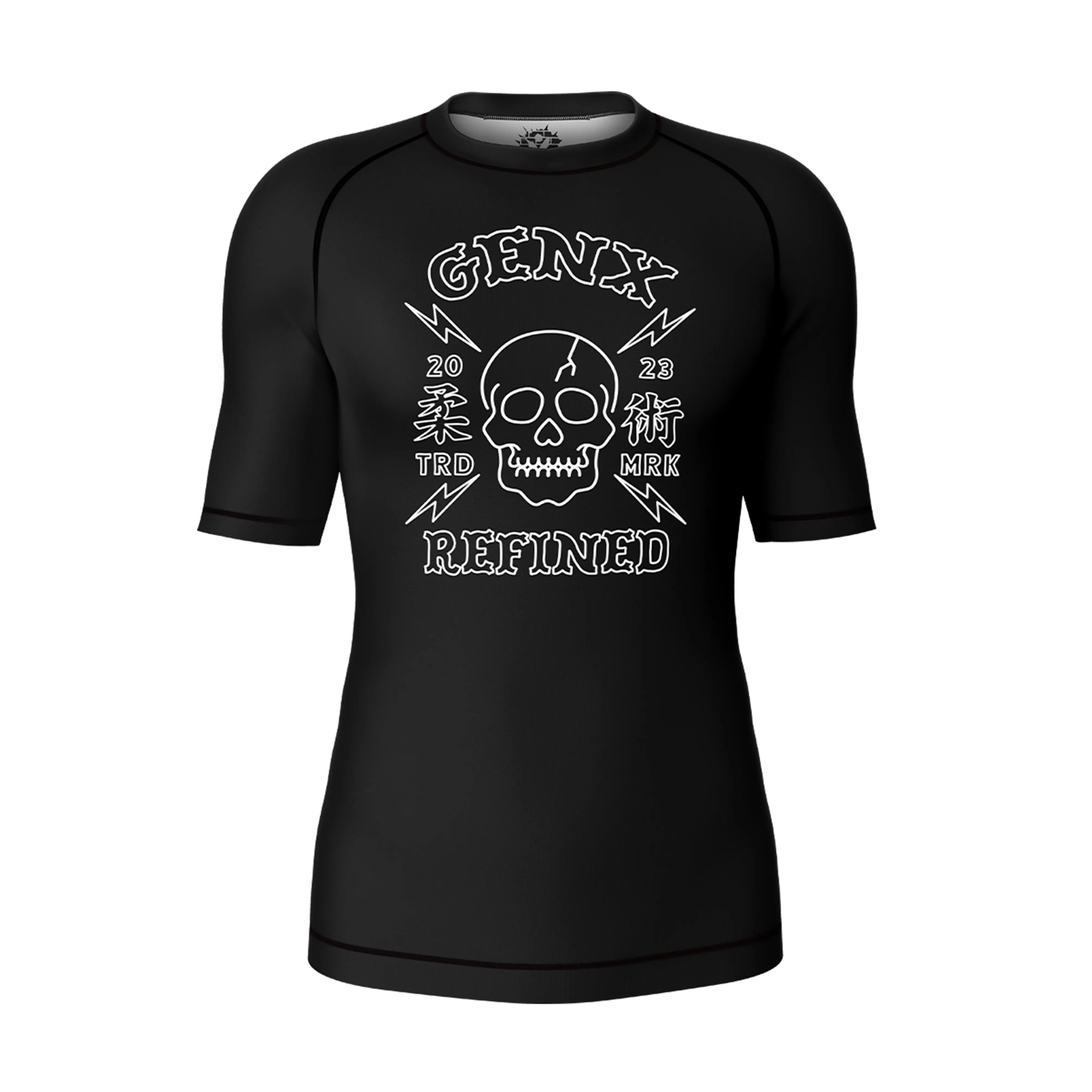 Unisex Grappling Groove Jiu Jitsu Rashguard-Black- Short Sleeve GenXRefined Black-3XL