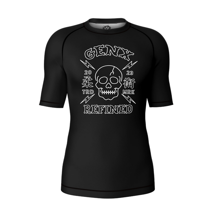 Unisex Grappling Groove Jiu Jitsu Rashguard-Black- Short Sleeve GenXRefined Black-3XL
