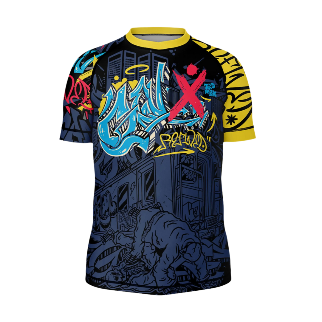 NYC Graffiti Short Sleeve Youth Jiu Jitsu Rash Guard GenXRefined Youth Large